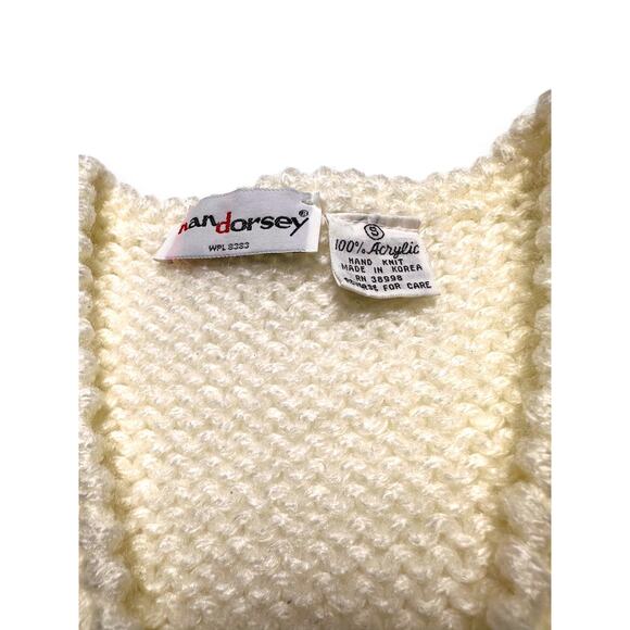 Vintage Nan Dorsey Hand-Knit Cream Vest W/ Pearl Buttons Size Small - Picture 9 of 11